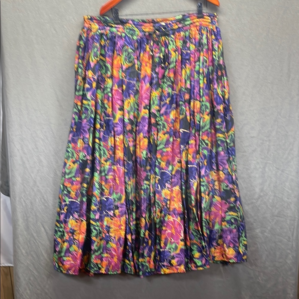 Pleated Pink and Orange over size Midi Skirt for Resort Wear